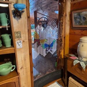 Hand Crafted Multicolor Butterfly Beaded Curtain